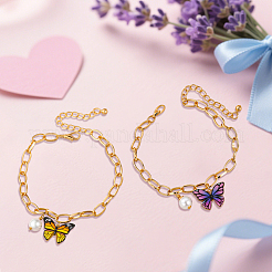 4 Stück 2 Farben Legierung Schmetterling Charm Armbänder&nbsp;BJEW-HY0001-12
