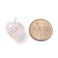 Naturel rose pendentifs en pierres fines de quartz&nbsp;PALLOY-JF01303-04