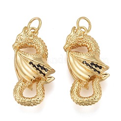 Pendentifs en laiton zircon cubique micro pavé noir&nbsp;KK-F821-39