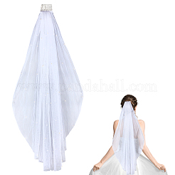 Voiles de mariée longs en organza&nbsp;AJEW-WH0596-965A-01