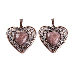 Pendentifs coeur d'amour pêche avec pierres précieuses mélangées naturelles et synthétiques&nbsp;G-G158-01-AB