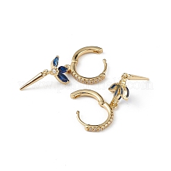 Aretes colgantes de aro con flor de circonita cúbica&nbsp;EJEW-L234-091G