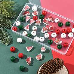 50 Stück 7 Stile Weihnachts-Set aus bemalten Holzperlen&nbsp;WOOD-FS0002-44