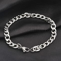 Anlaufgeschützte Unisex-Armbänder aus 304 Edelstahl mit Panzerkette/gedrehter Kette&nbsp;STAS-D0002-40P