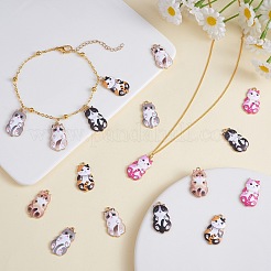 18 pz 6 stili lega smalto ciondolo cartone animato piccolo gatto stampa in lega pendente fai da te collana braccialetto pendente orecchini accessori&nbsp;JX585A
