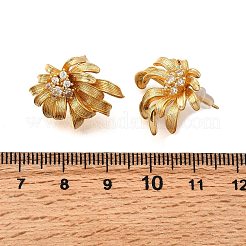 Blume Messing Mikro pflastern kubisch Ohrringe Zirkonia Ohr&nbsp;EJEW-B148-08A-G