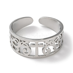 Anillo de puño abierto de acero inoxidable 304 que no se deslustra&nbsp;RJEW-C063-01P