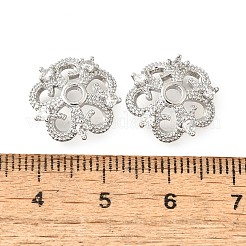Blumen Messing klare Zirkonia Perlenkappen&nbsp;KK-V008-05P