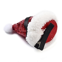 Pinces à cheveux en alligator en polyester avec chapeau de Noël à paillettes pour femmes et filles&nbsp;AJEW-M012-03C