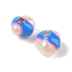 Perla keshi natural con cuentas de esmalte de circonita cúbica&nbsp;PEAR-G014-06E