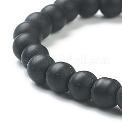 Bracciali elastici con perle di vetro rotonde opache per ragazze adolescenti&nbsp;BJEW-A117-B-23