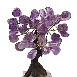 Sculpture d'arbre en copeaux d'améthyste naturelle&nbsp;DJEW-K026-01A