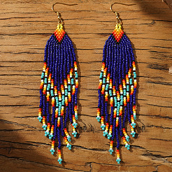 Boho handgemachte Glasperlen Pfeil Quaste Ohrhänger&nbsp;ZN2273-3