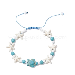 2 bracelet tressé en perles synthétiques teintées de turquoise et de magnésite pour femmes&nbsp;BJEW-JB11532