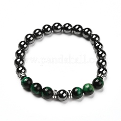 Set di bracciali elasticizzati con perline naturali occhio di tigre (tinte).&nbsp;BJEW-JB06653-03