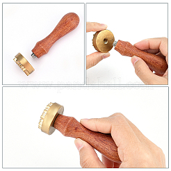 1 manche en bois de poirier avec 1 têtes de tampon en laiton&nbsp;DIY-OC0012-40C