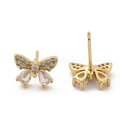 Boucles d'oreilles en laiton zircon cubique micro pavé clair&nbsp;EJEW-R016-02G