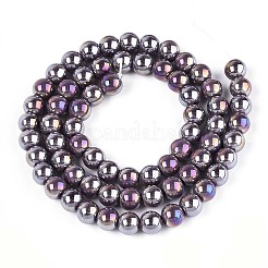 Chapelets de perles en verre opaque électrolytique&nbsp;GLAA-T032-P6mm-AB15