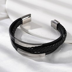 Geflochtene Mikrofaser-Leder-Mehrstrang-Armbänder für Männer&nbsp;BJEW-Z081-02P