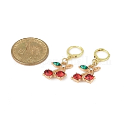 Boucles d'oreilles créoles pendantes en alliage de strass cerise&nbsp;EJEW-JE06359