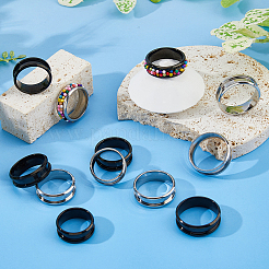 12 Stück 12 Arten Edelstahl gerillte Fingerring Einstellungen&nbsp;STAS-HS0001-49