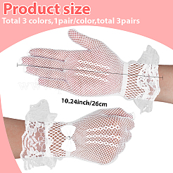 3 Paar 3 Farben Nylon Spitzenhandschuhe&nbsp;AJEW-CY0001-96