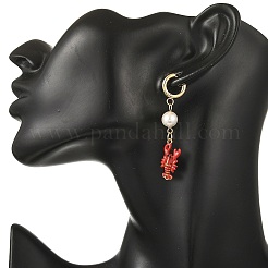 Pendientes colgantes de aro esmaltados de acero inoxidable 304 con diseño oceánico&nbsp;EJEW-JE07323