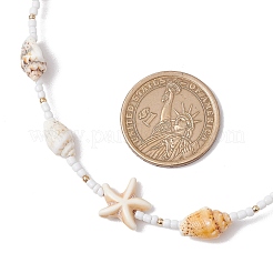 Synthetische türkisfarbene Seesterne & natürliche Muscheln & Glasperlen für den Sommer und Strand&nbsp;NJEW-TA00191