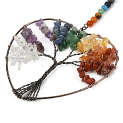 7-Chakra-Herzbaum-Anhänger aus Messing&nbsp;G-H359-01R-01