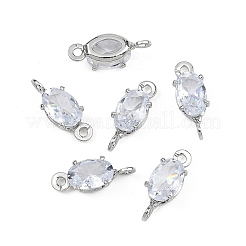 Charms conectores ovalados de latón pavé con circonitas cúbicas de Shegrace&nbsp;XGRQ2O873-437A-P