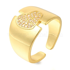 Anelli da donna aperti con micro pavé di zirconi cubici trasparenti in ottone&nbsp;RJEW-M021-05G