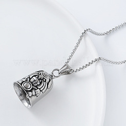 Colliers à pendentif en acier inoxydable 304 avec clochette de gardien de chien viking et chaîne maille forçat pour hommes et femmes&nbsp;HU1943