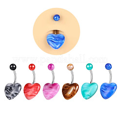 6 Stück 6 Farben Herz Acryl Curved Barbell Bauchnabelringe&nbsp;FS-WG8852E-01