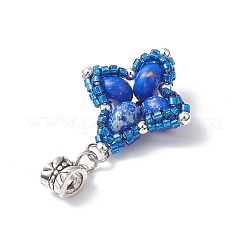 Pendenti europei a forma di stella con perline di semi di vetro e diaspro imperiale sintetico tinto&nbsp;PALLOY-MZ00693-03