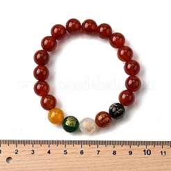 Braccialetti con perline rotonde di corniola naturale&nbsp;BJEW-M110-03B