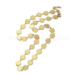 Collar de cadena de eslabones de flor de margarita de esmalte amarillo&nbsp;NJEW-C037-01G