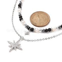 Ensemble de colliers pendentif étoile en zircone cubique claire&nbsp;NJEW-JN04150