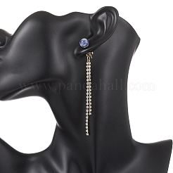 3 Paar runde Ohrstecker aus Messing mit Strassen und Quaste&nbsp;EJEW-JE06845