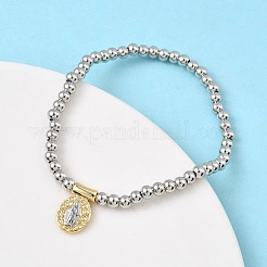 Messing-Armbänder mit ovalen Charms&nbsp;BJEW-B148-03A-02