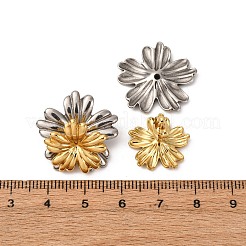 Pendientes de botón con forma de flor de dos tonos de acero inoxidable 304&nbsp;EJEW-L304-10GP