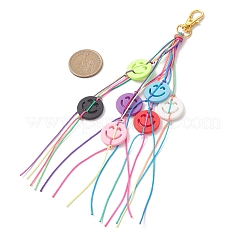 Cordon en nylon et pendentif en acrylique avec visage souriant&nbsp;HJEW-JM04601