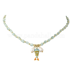 Colliers pour femmes composés d'un pendentif en laiton émaillé en forme de poisson&nbsp;NJEW-JN06357-03