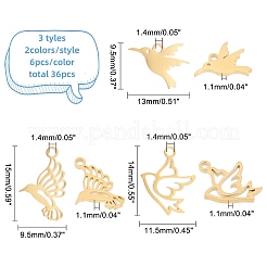 36 pièce de 6 breloques en acier inoxydable 304 de style&nbsp;STAS-DC0008-87