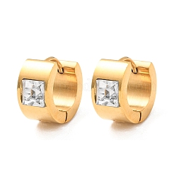 Pendientes de aro gruesos de acero inoxidable 304 y circonita cúbica transparente para mujer.&nbsp;EJEW-K302-13G