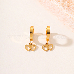 Orecchini a cerchio classici alla moda in acciaio inossidabile 201 a forma di cuore&nbsp;RL8439