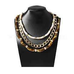 Halsketten aus gebogenem Harzrohr und gedrehter Kette aus Kunststoff und Legierung&nbsp;NJEW-Q038-02G