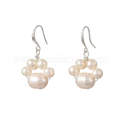 Boucles d'oreilles pendantes en laiton et perles de culture d'eau douce naturelles pour femmes&nbsp;EJEW-JE07465