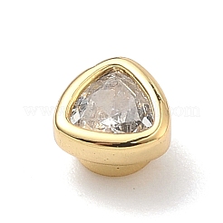 Dreieckige Messing-Mikropavé-Zirkonia-Cabochons&nbsp;KK-P345-13G-F