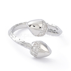 Anillos abiertos con circonita cúbica transparente y doble bellota&nbsp;RJEW-G287-01P