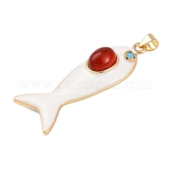 Micro en laiton de poisson pavent pendentifs zircone cubique&nbsp;KK-K408-49G-02